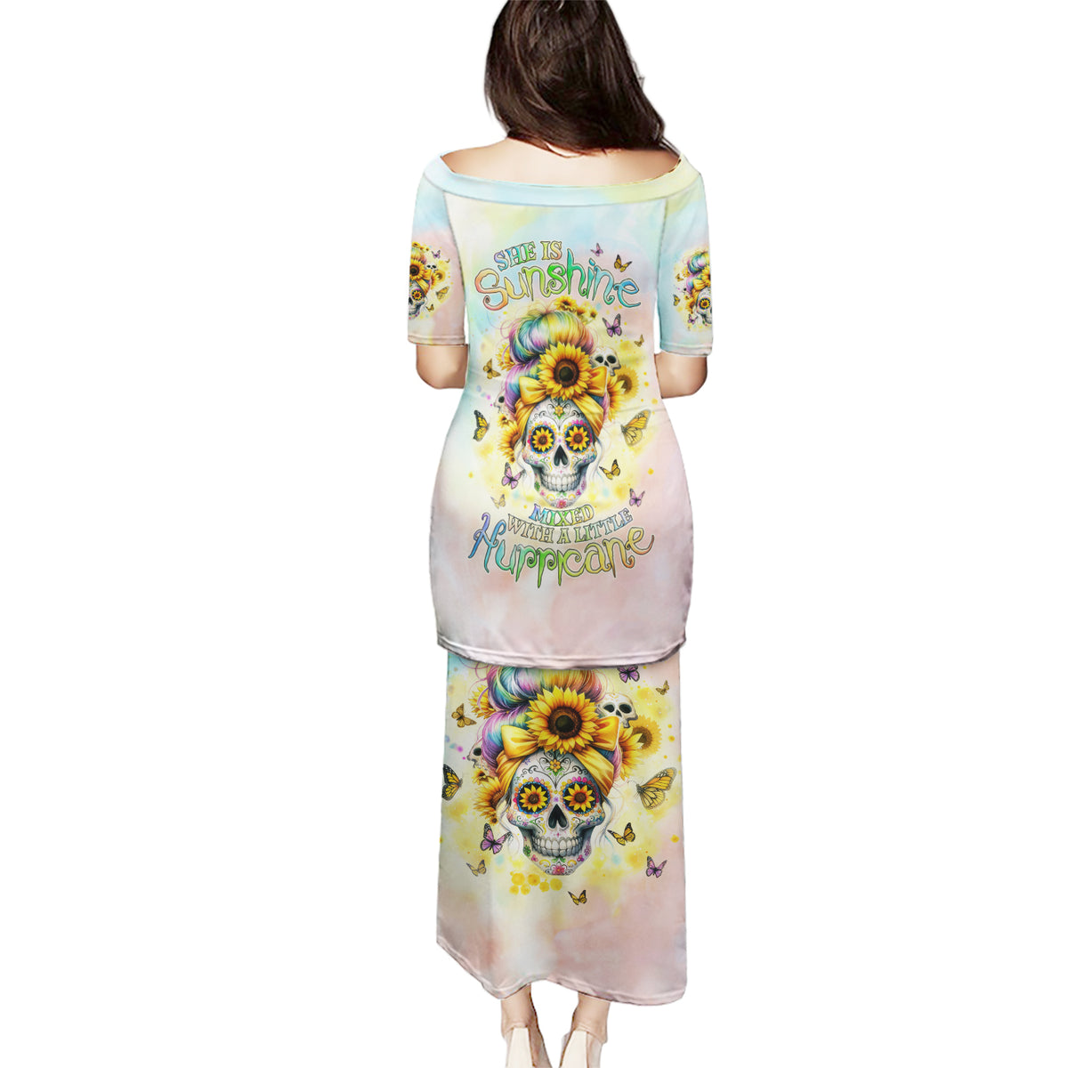 Sunflower Skull Puletasi She Is Sunshine Mixed With A Little Hurricane - Wonder Print Shop