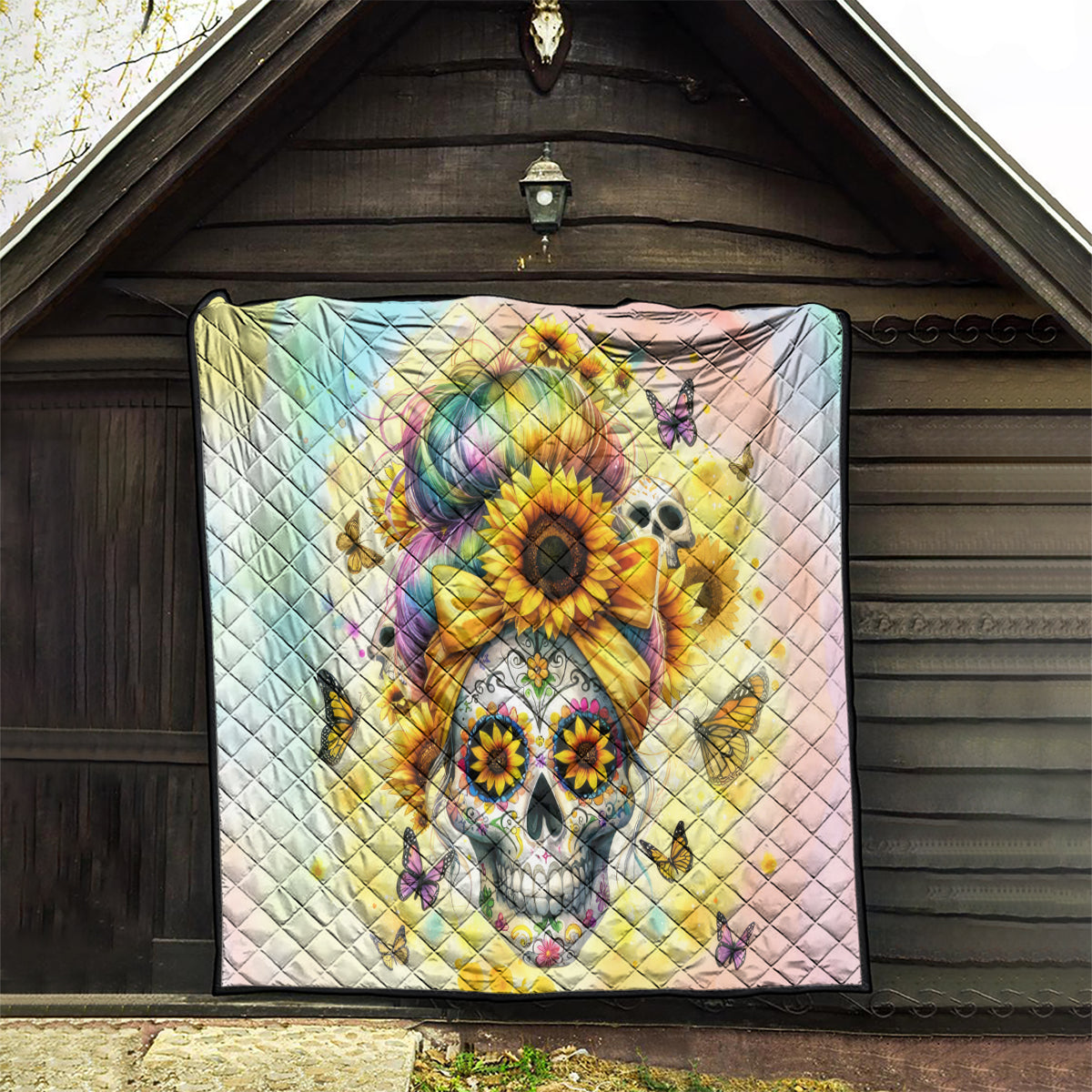 Sunflower Skull Quilt She Is Sunshine Mixed With A Little Hurricane - Wonder Print Shop