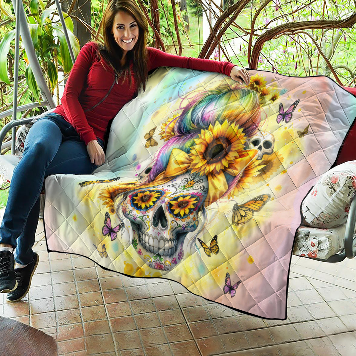 Sunflower Skull Quilt She Is Sunshine Mixed With A Little Hurricane - Wonder Print Shop