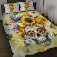 Sunflower Skull Quilt Bed Set She Is Sunshine Mixed With A Little Hurricane - Wonder Print Shop