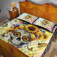 Sunflower Skull Quilt Bed Set She Is Sunshine Mixed With A Little Hurricane - Wonder Print Shop