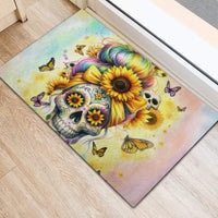 Sunflower Skull Rubber Doormat She Is Sunshine Mixed With A Little Hurricane - Wonder Print Shop