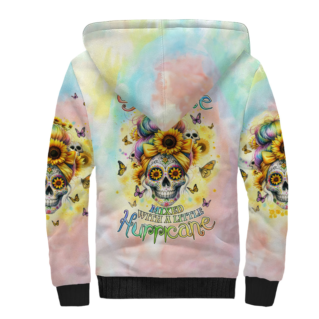 Sunflower Skull Sherpa Hoodie She Is Sunshine Mixed With A Little Hurricane - Wonder Print Shop