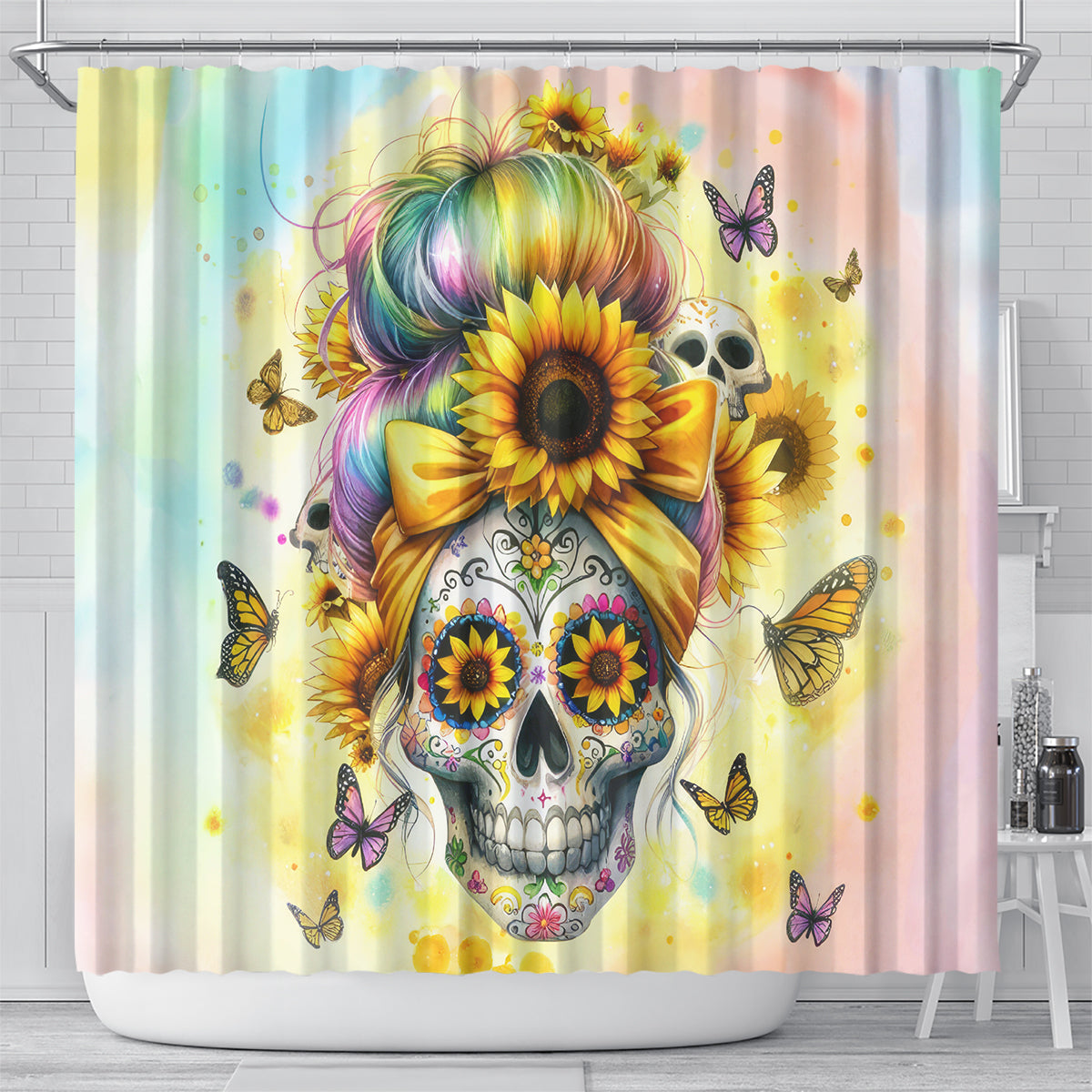 Sunflower Skull Shower Curtain She Is Sunshine Mixed With A Little Hurricane