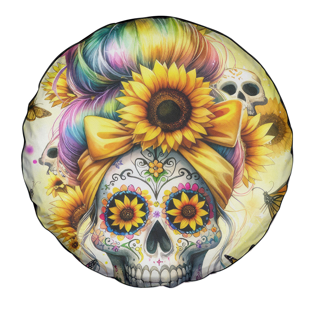 Sunflower Skull Spare Tire Cover She Is Sunshine Mixed With A Little Hurricane - Wonder Print Shop
