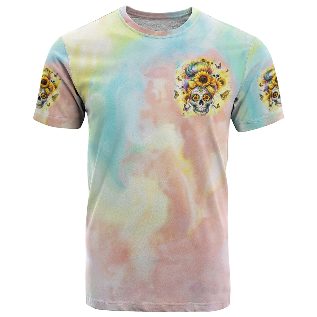 Sunflower Skull T Shirt She Is Sunshine Mixed With A Little Hurricane - Wonder Print Shop