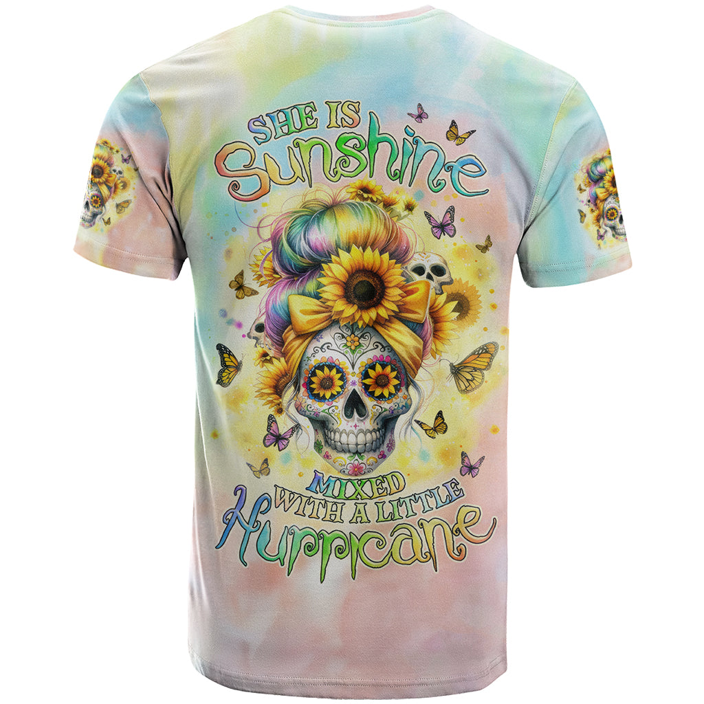 Sunflower Skull T Shirt She Is Sunshine Mixed With A Little Hurricane - Wonder Print Shop