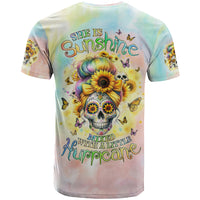 Sunflower Skull T Shirt She Is Sunshine Mixed With A Little Hurricane - Wonder Print Shop
