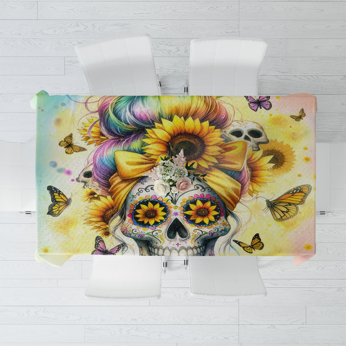 Sunflower Skull Tablecloth She Is Sunshine Mixed With A Little Hurricane - Wonder Print Shop