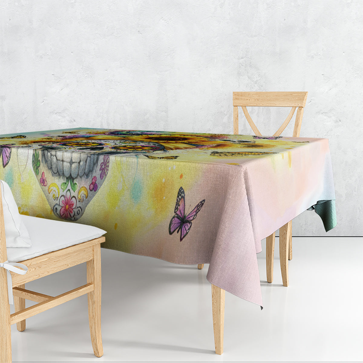 Sunflower Skull Tablecloth She Is Sunshine Mixed With A Little Hurricane - Wonder Print Shop