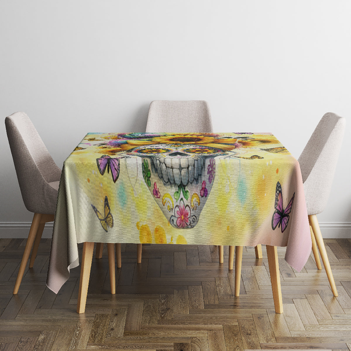 Sunflower Skull Tablecloth She Is Sunshine Mixed With A Little Hurricane - Wonder Print Shop