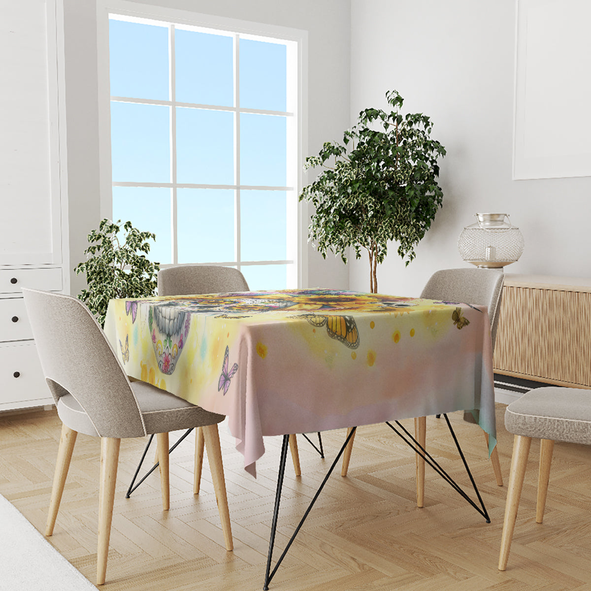 Sunflower Skull Tablecloth She Is Sunshine Mixed With A Little Hurricane - Wonder Print Shop