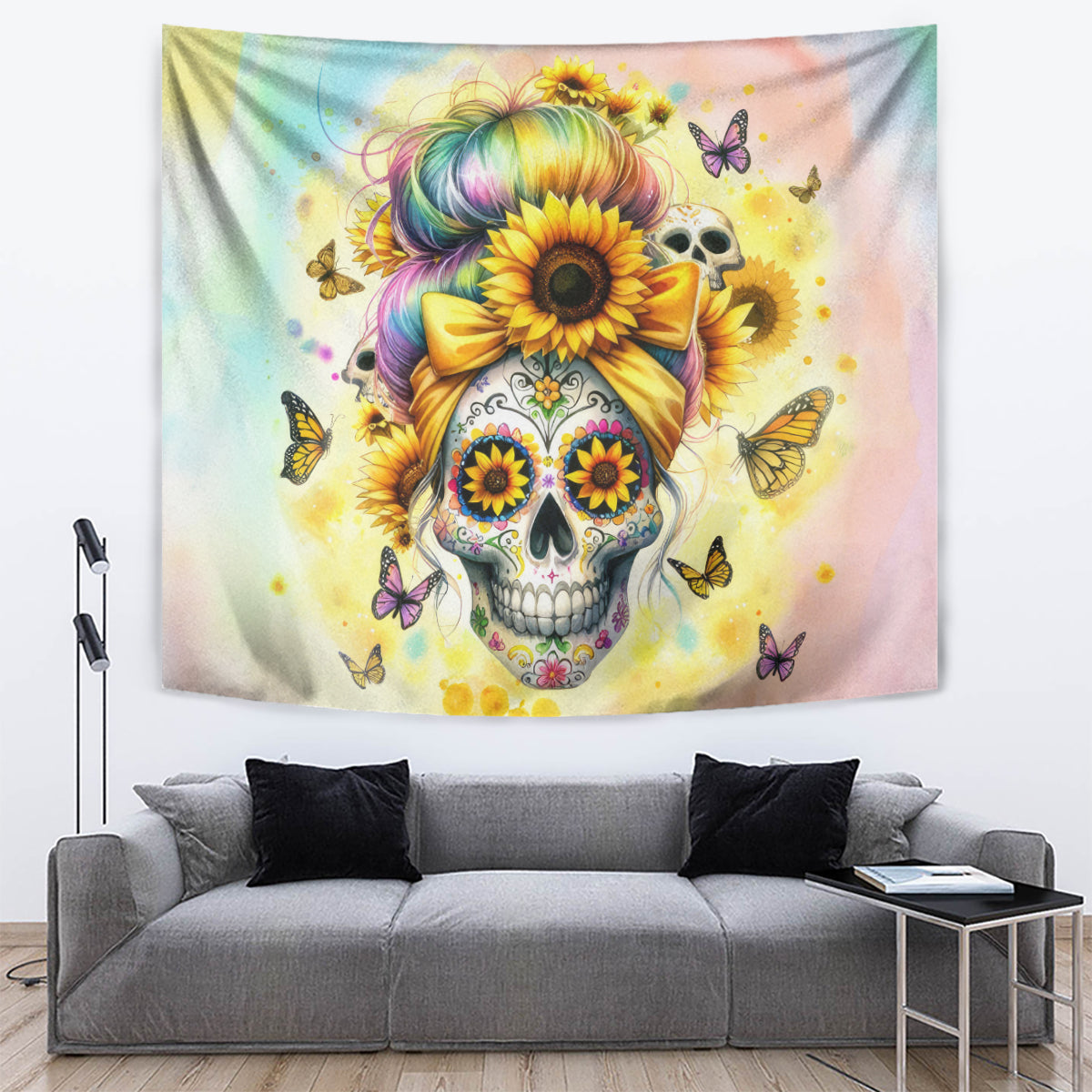 Sunflower Skull Tapestry She Is Sunshine Mixed With A Little Hurricane - Wonder Print Shop