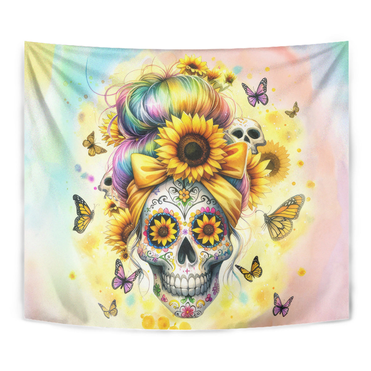 Sunflower Skull Tapestry She Is Sunshine Mixed With A Little Hurricane - Wonder Print Shop