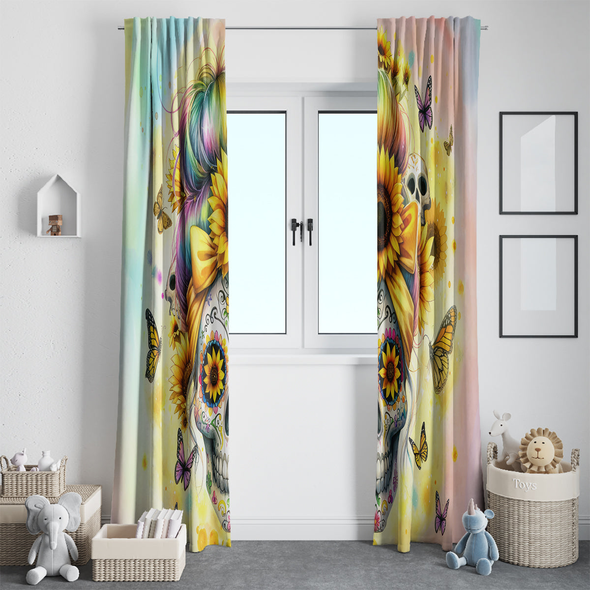 Sunflower Skull Window Curtain She Is Sunshine Mixed With A Little Hurricane - Wonder Print Shop