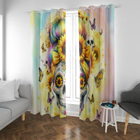 Sunflower Skull Window Curtain She Is Sunshine Mixed With A Little Hurricane - Wonder Print Shop