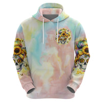 Sunflower Skull Zip Hoodie She Is Sunshine Mixed With A Little Hurricane - Wonder Print Shop