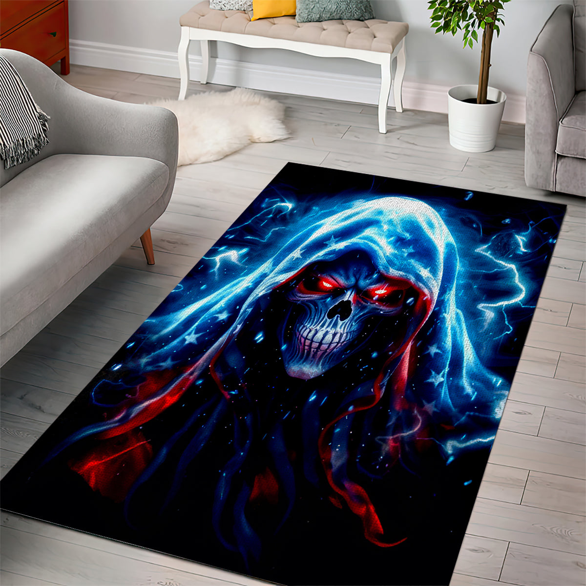 Thunder Skull Area Rug I'm Not Anti Social I'm Just Not User Friendly - Wonder Print Shop