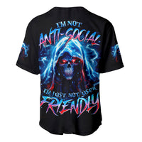 Thunder Skull Baseball Jersey I'm Not Anti Social I'm Just Not User Friendly - Wonder Print Shop