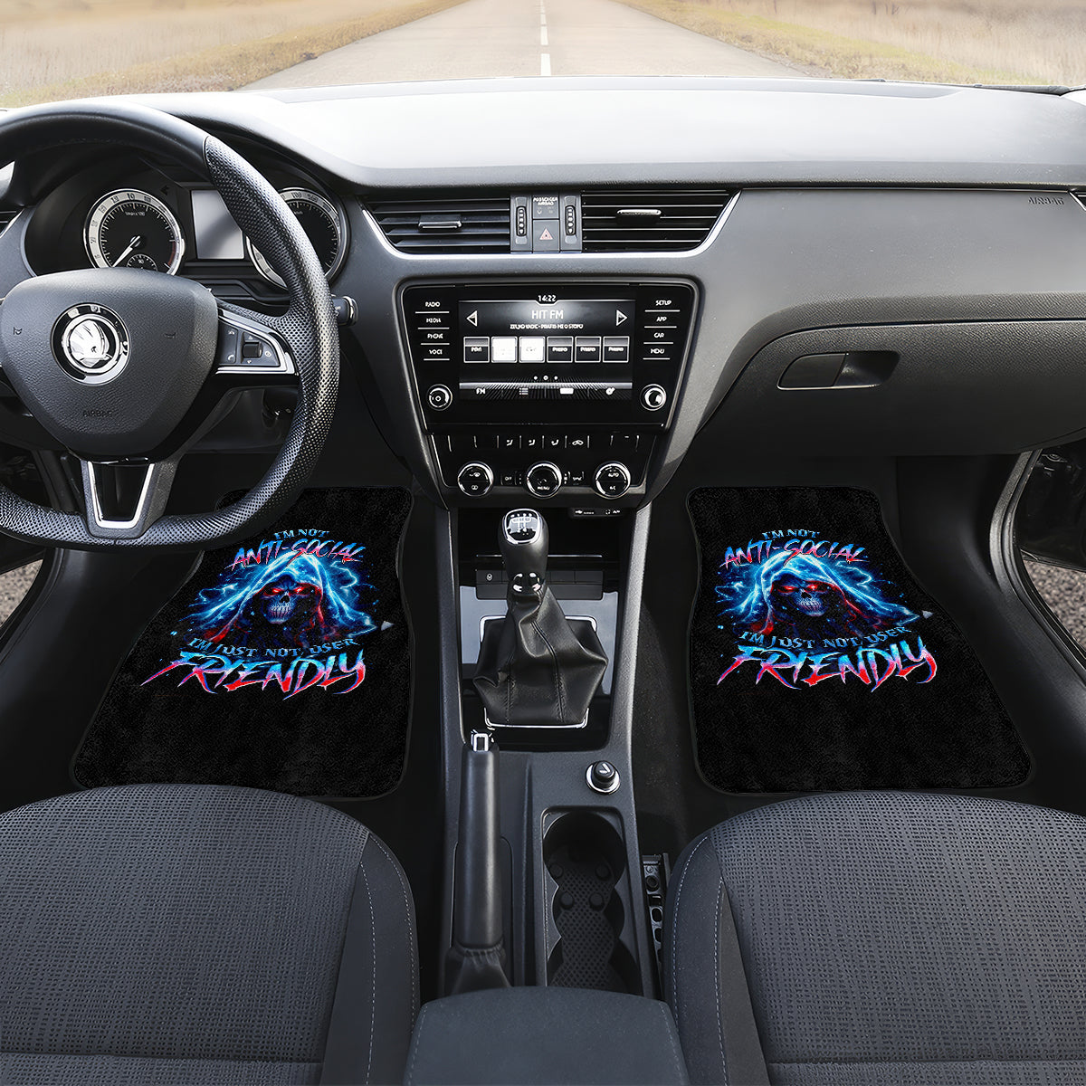 Thunder Skull Car Mats I'm Not Anti Social I'm Just Not User Friendly - Wonder Print Shop