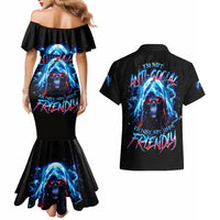 Thunder Skull Couples Matching Mermaid Dress and Hawaiian Shirt I'm Not Anti Social I'm Just Not User Friendly - Wonder Print Shop