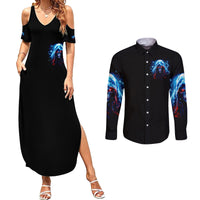 Thunder Skull Couples Matching Summer Maxi Dress and Long Sleeve Button Shirt I'm Not Anti Social I'm Just Not User Friendly - Wonder Print Shop