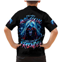 Thunder Skull Family Matching Mermaid Dress and Hawaiian Shirt I'm Not Anti Social I'm Just Not User Friendly - Wonder Print Shop