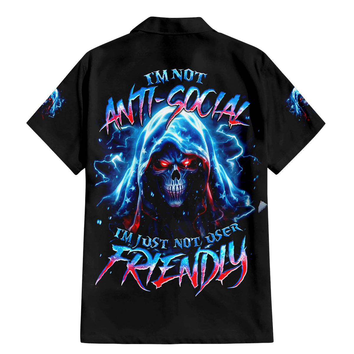 Thunder Skull Family Matching Mermaid Dress and Hawaiian Shirt I'm Not Anti Social I'm Just Not User Friendly - Wonder Print Shop