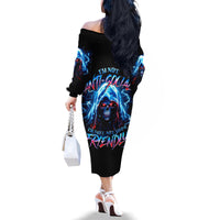 Thunder Skull Family Matching Off Shoulder Long Sleeve Dress and Hawaiian Shirt I'm Not Anti Social I'm Just Not User Friendly - Wonder Print Shop