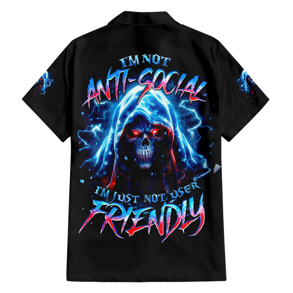 Thunder Skull Hawaiian Shirt I'm Not Anti Social I'm Just Not User Friendly - Wonder Print Shop