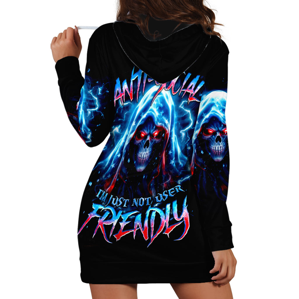 Thunder Skull Hoodie Dress I'm Not Anti Social I'm Just Not User Friendly - Wonder Print Shop