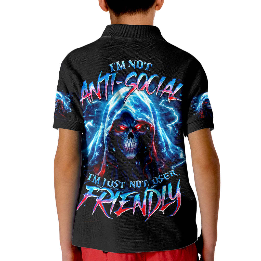 Thunder Skull Kid Polo Shirt I'm Not Anti Social I'm Just Not User Friendly - Wonder Print Shop