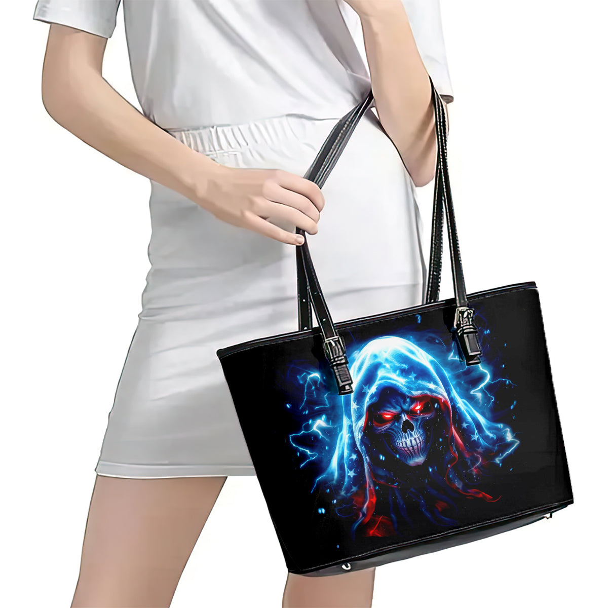 Thunder Skull Leather Tote Bag I'm Not Anti Social I'm Just Not User Friendly - Wonder Print Shop