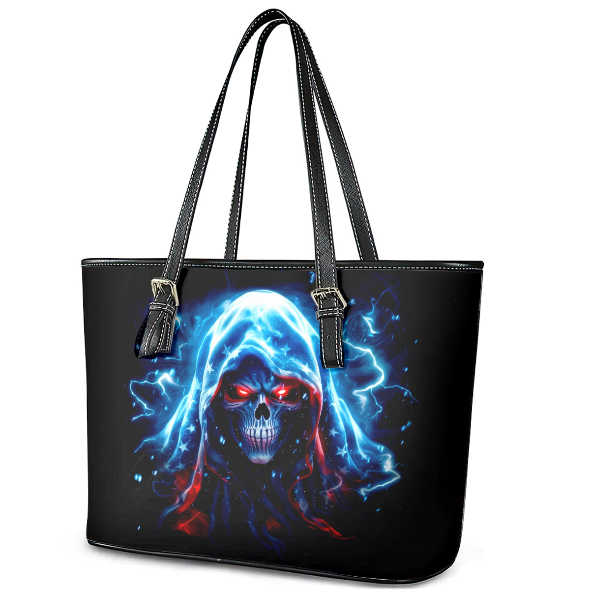 Thunder Skull Leather Tote Bag I'm Not Anti Social I'm Just Not User Friendly - Wonder Print Shop