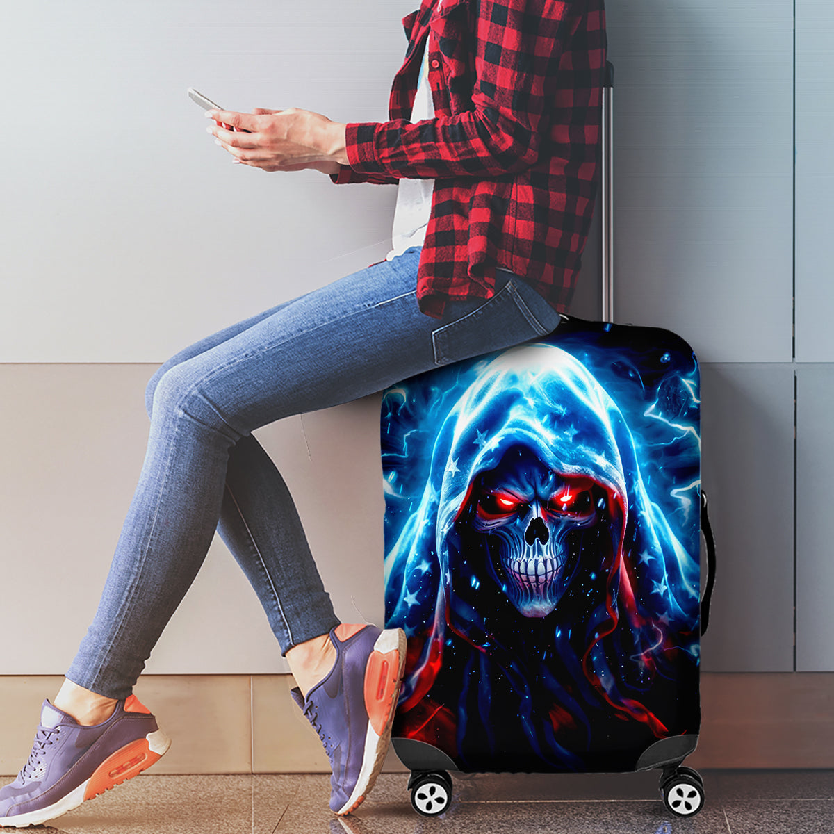 Thunder Skull Luggage Cover I'm Not Anti Social I'm Just Not User Friendly - Wonder Print Shop