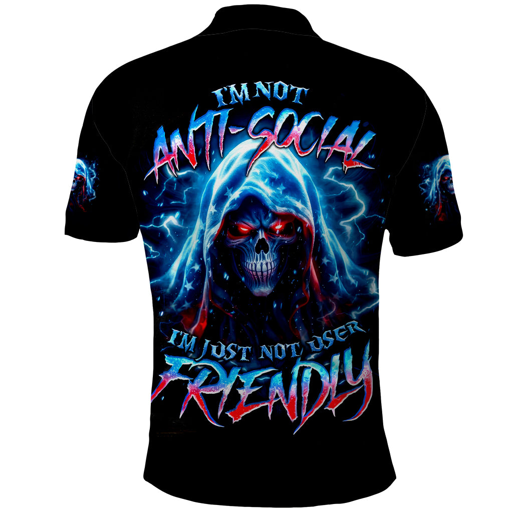 Thunder Skull Polo Shirt I'm Not Anti Social I'm Just Not User Friendly - Wonder Print Shop