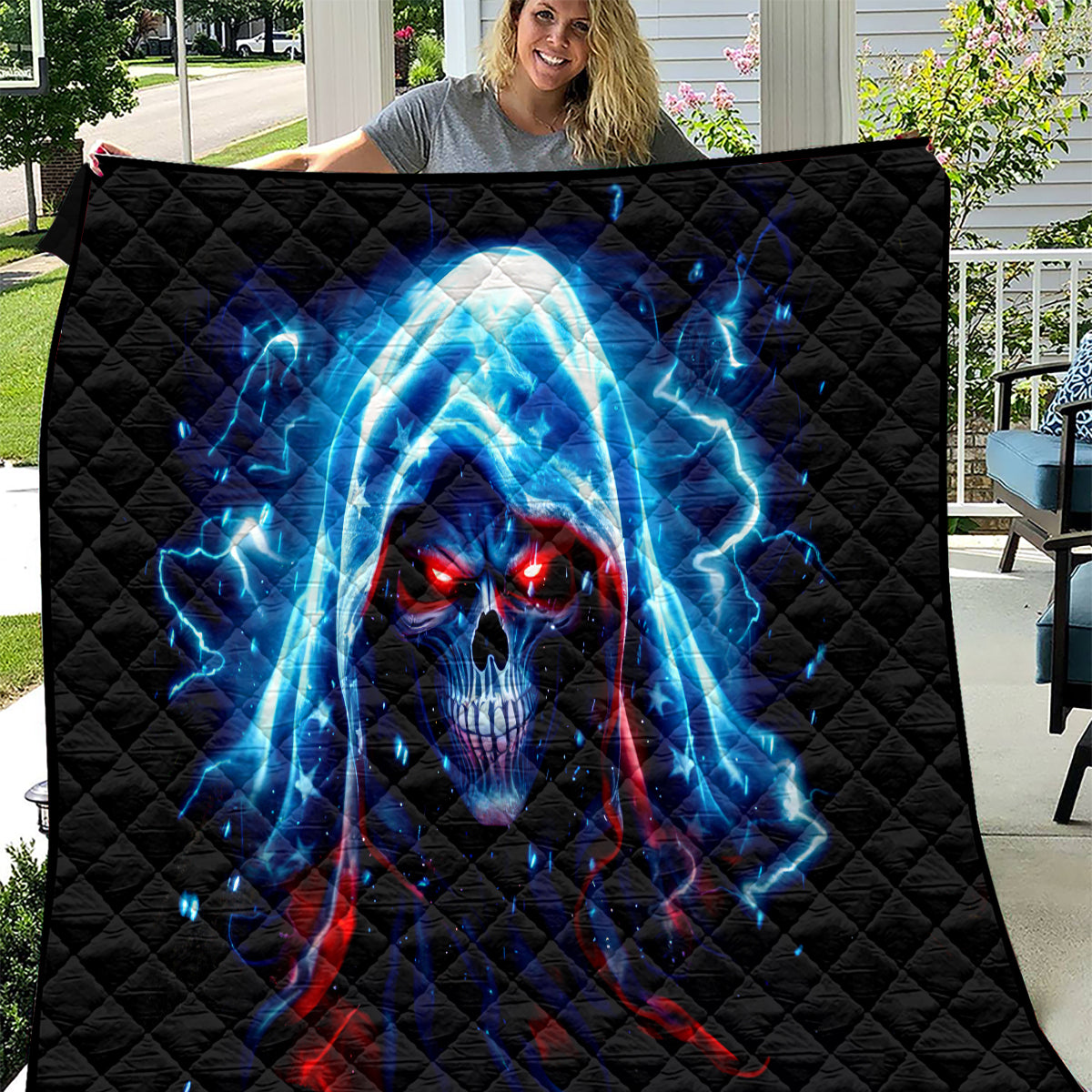 Thunder Skull Quilt I'm Not Anti Social I'm Just Not User Friendly - Wonder Print Shop