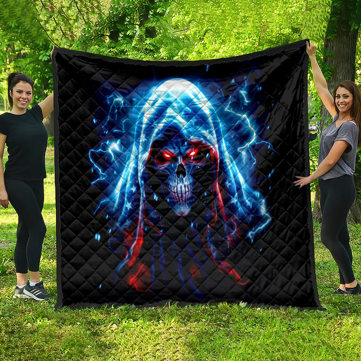 Thunder Skull Quilt I'm Not Anti Social I'm Just Not User Friendly - Wonder Print Shop