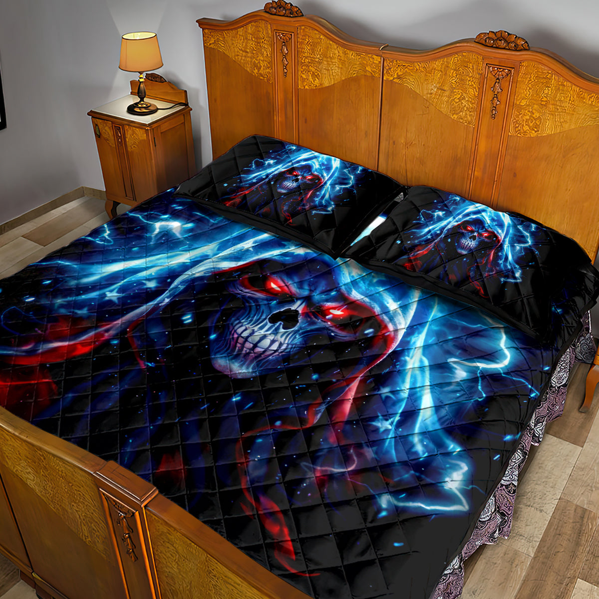 Thunder Skull Quilt Bed Set I'm Not Anti Social I'm Just Not User Friendly - Wonder Print Shop