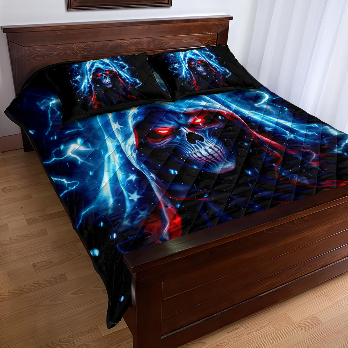Thunder Skull Quilt Bed Set I'm Not Anti Social I'm Just Not User Friendly - Wonder Print Shop