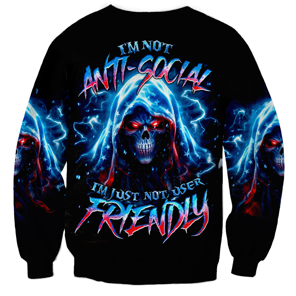 Thunder Skull Sweatshirt I'm Not Anti Social I'm Just Not User Friendly - Wonder Print Shop