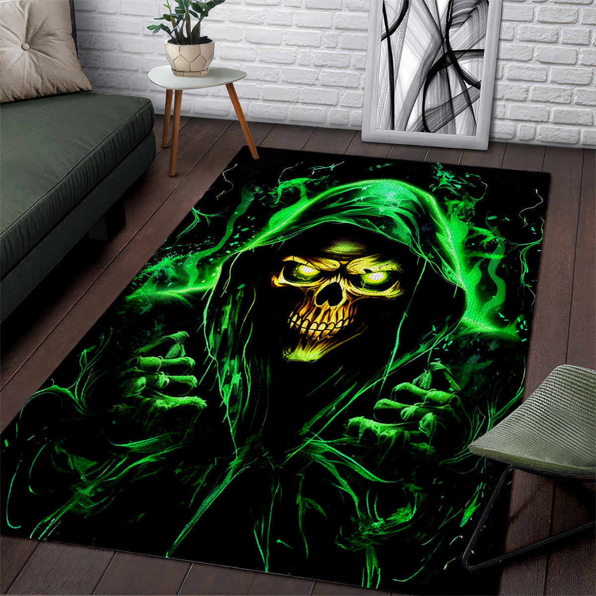 Flame Skull Area Rug Of Course I'm Going To Hell I'm Just Here To Pick You Up - Wonder Print Shop
