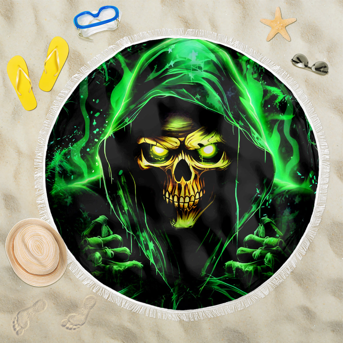 Flame Skull Beach Blanket Of Course I'm Going To Hell I'm Just Here To Pick You Up - Wonder Print Shop