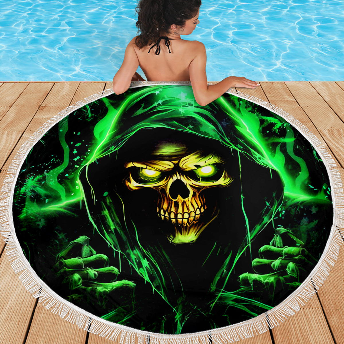 Flame Skull Beach Blanket Of Course I'm Going To Hell I'm Just Here To Pick You Up - Wonder Print Shop