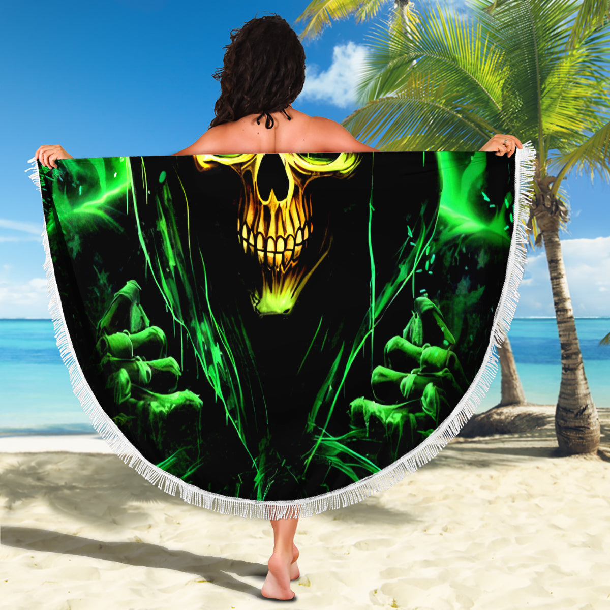 Flame Skull Beach Blanket Of Course I'm Going To Hell I'm Just Here To Pick You Up - Wonder Print Shop