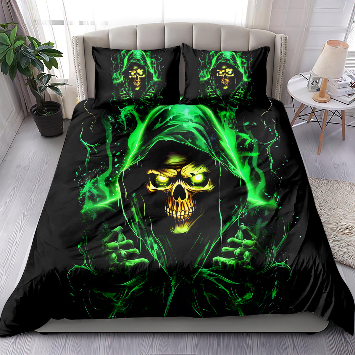 Flame Skull Bedding Set Of Course I'm Going To Hell I'm Just Here To Pick You Up - Wonder Print Shop