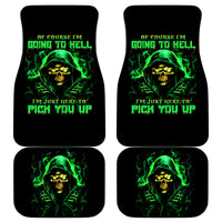 Flame Skull Car Mats Of Course I'm Going To Hell I'm Just Here To Pick You Up - Wonder Print Shop