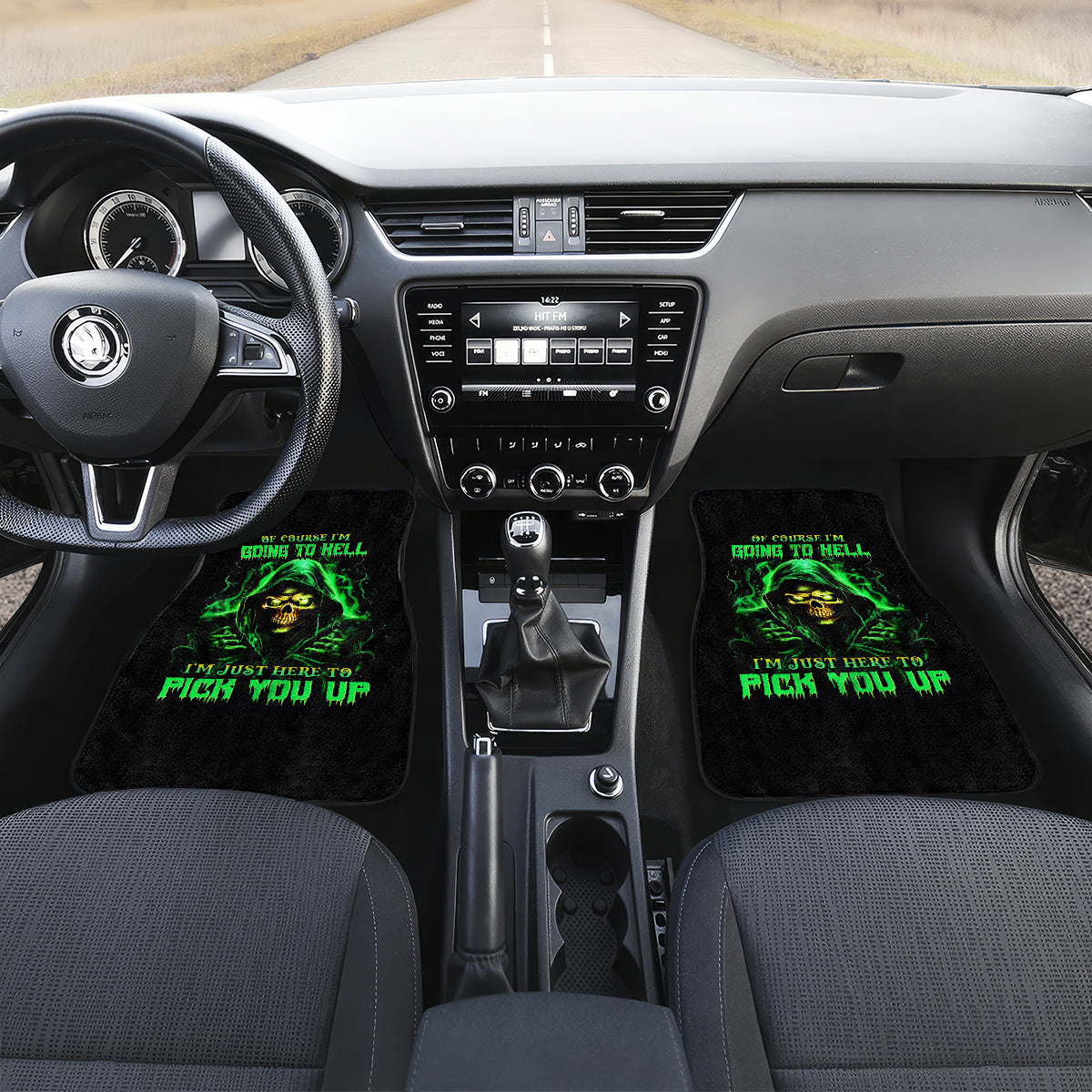 Flame Skull Car Mats Of Course I'm Going To Hell I'm Just Here To Pick You Up - Wonder Print Shop