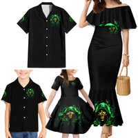 Flame Skull Family Matching Mermaid Dress and Hawaiian Shirt Of Course I'm Going To Hell I'm Just Here To Pick You Up - Wonder Print Shop