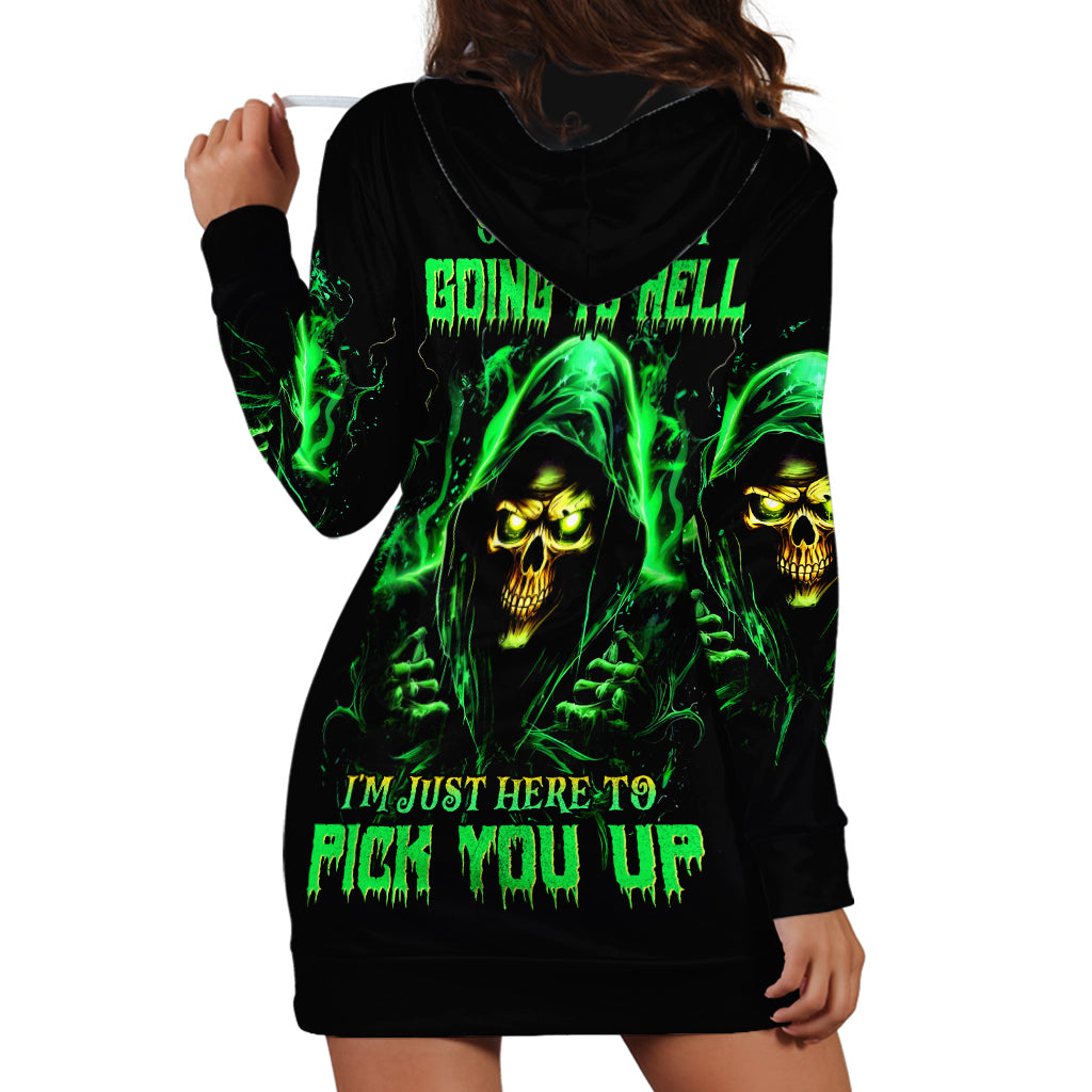 Flame Skull Hoodie Dress Of Course I'm Going To Hell I'm Just Here To Pick You Up - Wonder Print Shop